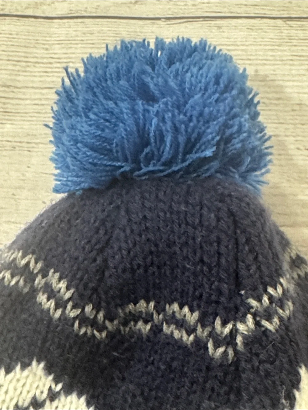Carter's Toddler Boys Navy & White Snowflake Earflap Knit Hat with Blue Pom